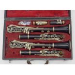 Pair of H. Selmer M-Series clarinets in A and B-flat, ser. nos. M8341 and N256, case
