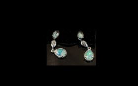 Pear Drop Shape Opal Pendant Earrings, e