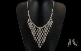 Lattice Openwork Crystal Bib Necklace an