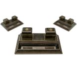 Lacquered & Gold Gild Inkwell/Desk Tidy.