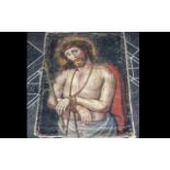 Antique Painting on Canvas of Christ Bef