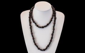 Antique Period Black Jet and Garnet Bead