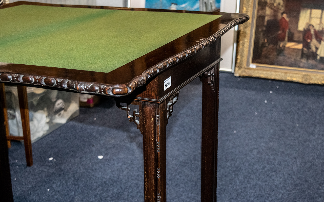 Edwardian Mahogany Card Table. Green Vel - Image 3 of 3