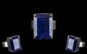 21.39 Ct Blue Sapphire 925 Silver Ring.