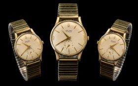 Gents 9ct Gold Baume Wristwatch Cream Di