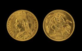 Queen Victoria - Jubilee Head 22ct Gold Double Sovereign. Date 1887. London Mint.
