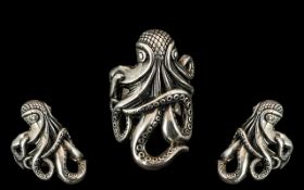 Impressive Silver Ring In the Form of An Octopus.