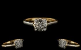 An Antique 18ct Gold Pave Set Diamond Ring, set with a central cut diamonds, fully hallmarked.