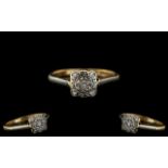 An Antique 18ct Gold Pave Set Diamond Ring, set with a central cut diamonds, fully hallmarked.