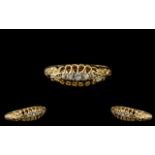 Antique Period 18ct Gold Five Stone Diamond Set Ring - Gallery Setting.