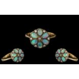 Antique Period - Ladies Attractive 9ct Gold Exquisite Opal and Diamond Set Ring, Excellent Design.