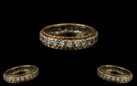 Gold Ladies Full Eternity Ring Set With Round Brilliant Cut Diamonds, Unmarked, Gross Weight 4.3g