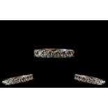14ct White Gold Attractive - Princes Cut 7 Stone Diamonique Set Dress Ring. Marked 14ct and 585 to