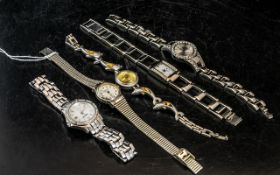 A Collection of Ladies Fashion Watches (5) in total comprising of two cocktail watches,