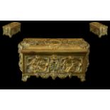 Victorian Period - Highly Decorated Superb Gilt Brass Lidded Casket,