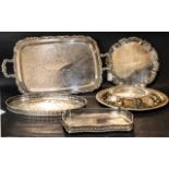 A Large Silver Plated Twin Handled Tray with moulded edge. 24 x 13 inches.