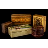 Collection of Vintage Wooden Boxes, comprising a 1970s Polish poker worked box,