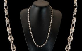 A Mid 20th Century Silver Fancy Necklace of Good Design, Strong Links, Marked 800 Silver.