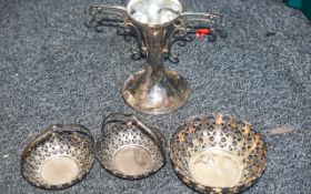 Quantity of Brass, Copper & Plated Ware Items, comprising a pair of plated ware vases, maker L &