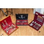 Three Boxed Sets of Cutlery, comprising a Newbridge set for six, Kings Pattern,