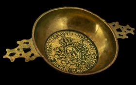 Antique Brass Bowl Dated 1788. Unusual Bowl With the Words ' Sit No Men Domini & Brenedictum ' 1788.