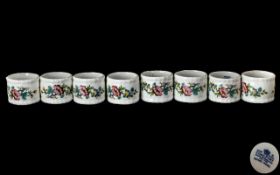 Collection of Coalport Napkin Rings ( 8 ) In Total. ' Ming Rose Design ' All Fully Stamped, Approx