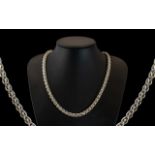 A Vintage - Superb and Attractive Triple Link Sterling Silver Solid Necklace. Marked for 925 Silver.