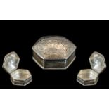 Silver Pill Box. Solid Silver Pill Box of Lovely Shape and Decoration to Top. Hallmarked for Silver.