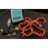 Small Collection of Costume Jewellery, to include a coral necklace, Silver Earrings,