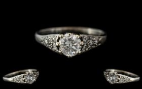 A Single Stone Diamond Ring, set with a round modern brilliant cut diamond, est. weight .60 pts.