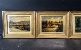 Collection of Three Original Early 20th Century Oil Paintings, all mounted and framed behind glass,