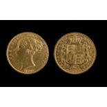 Queen Victoria 22ct Gold Young Head/Shield Back Full Sovereign. Date 1868, die No. 13, London mint.