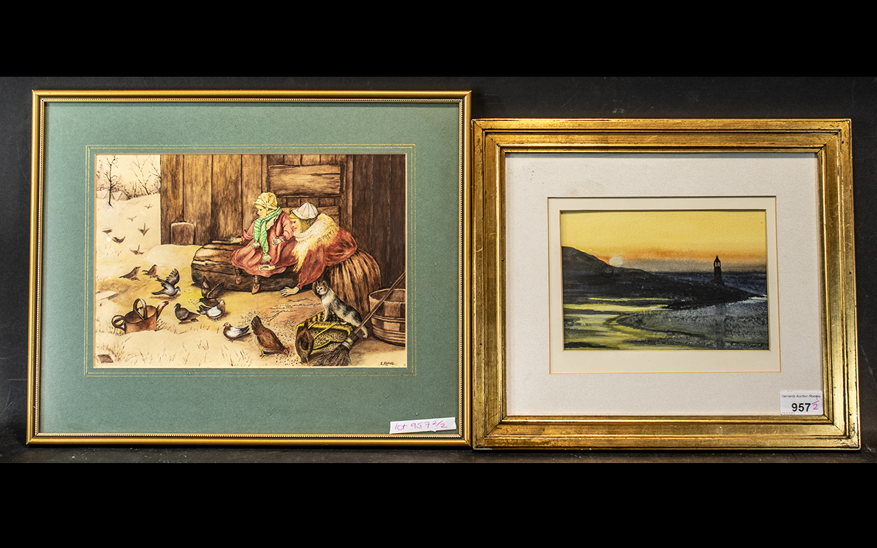 Pair of Watercolours. Comprises 1/ Jack M. Mould Watercolour, Lived In Staffordshire Born 1958.