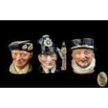 Royal Doulton - Trio of Large Hand Painted Porcelain Character Jugs. Comprises 1/ Monty, D6202.