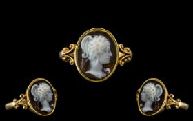 Antique Period Stunning 18ct Gold Cameo Set Ring ( Exquisite ) Excellent Designed Setting and Shank.