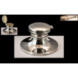 Elizabeth II Sterling Silver Capstan (Desk) with glass well, original, of small proportions.