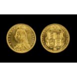 Queen Victoria Jubilee Head - Shield Back 22ct Gold Half Sovereign - Date 1887.
