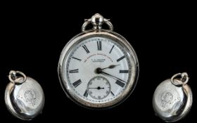 Express English Lever Sterling Silver - Key-wind Open Faced Pocket Watch. Signed to Dial J. G.