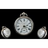 Express English Lever Sterling Silver - Key-wind Open Faced Pocket Watch. Signed to Dial J. G.