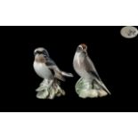 Bing and Grondahl Three Towers Hand Painted Pair of Porcelain Bird Figures ( 2 ) In Total. Comprises