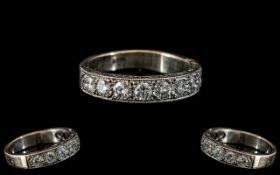 18ct White Gold - Superb Quality Nine Stone Diamond Set Ring. Marked 18ct to Interior of Shank.