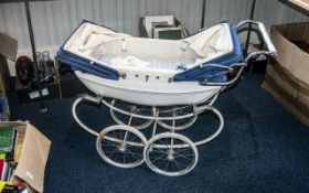 Child's Silver Cross Twin Pram, in cream and navy. A/f.