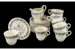 Royal Cauldon Passover Ware Black Litho, circa 1950's, 25 piece tea set, 8 x cups, saucers,