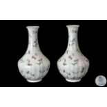 Pair of Royal Worcester Small Vases ' Forget Me Not ' Pattern. Full Hallmarks to Bases. Lovely