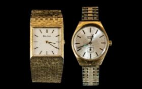 Two Gents Manual Wind Wrist Watches, including a Bulova with square dial and Roman numerals,