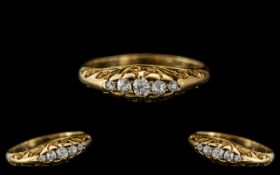 Victorian Period - 18ct Gold 5 Stone Diamond Set Ring, Excellent Setting. Ring Size P.