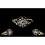 An Antique 18ct Gold Diamond Ring, set with a central old cut diamond, approx. .