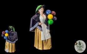 Royal Worcester Hand Painted Ceramic Figure ' Balloon Lady ' HN2935. Designer P. Gee, Issued