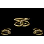18ct Gold - High Fashion Diamond Set Dress Ring ' Tying The Knot ' Design. Stamped B.G - Makers Mark