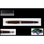 Meisterstuck Mont blanc - Ladies Fountain Pen - 14ct Gold Nib ' Burgundy and Gold ' Colour way,